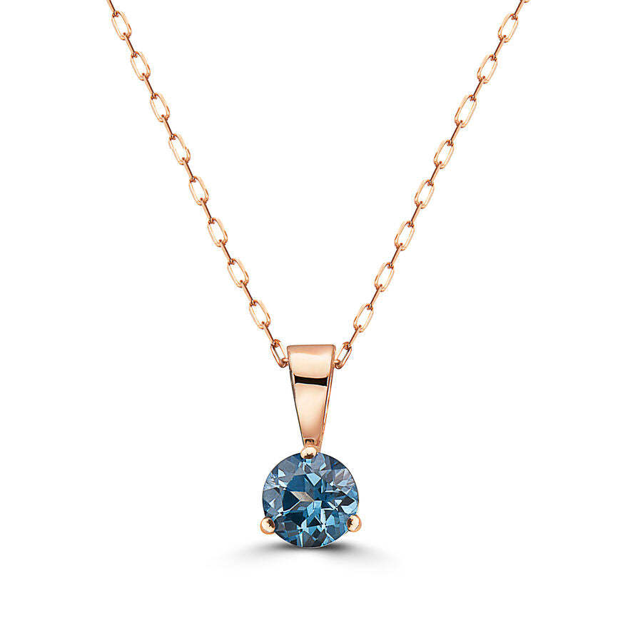 1/2 cts Blue Topaz Necklace in 14K Rose Gold by Birthstone - BirthStone.com