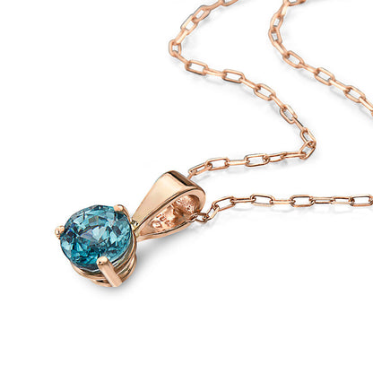 3/4 cts Aqua Zircon Necklace in 14K Rose Gold by Birthstone - BirthStone.com