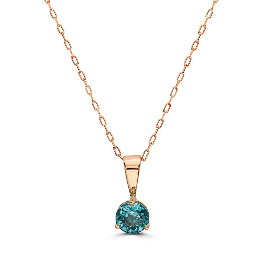 3/4 cts Aqua Zircon Necklace in 14K Rose Gold by Birthstone - BirthStone.com