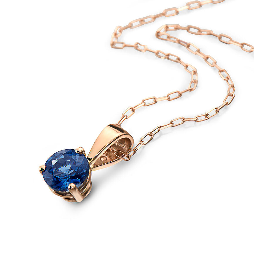 1/2 cts Blue Sapphire Necklace in 14K Rose Gold by Birthstone - BirthStone.com