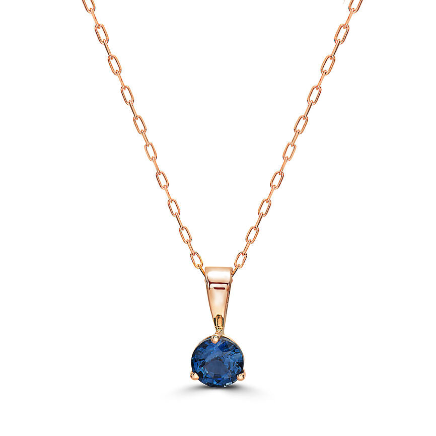 1/2 cts Blue Sapphire Necklace in 14K Rose Gold by Birthstone - BirthStone.com