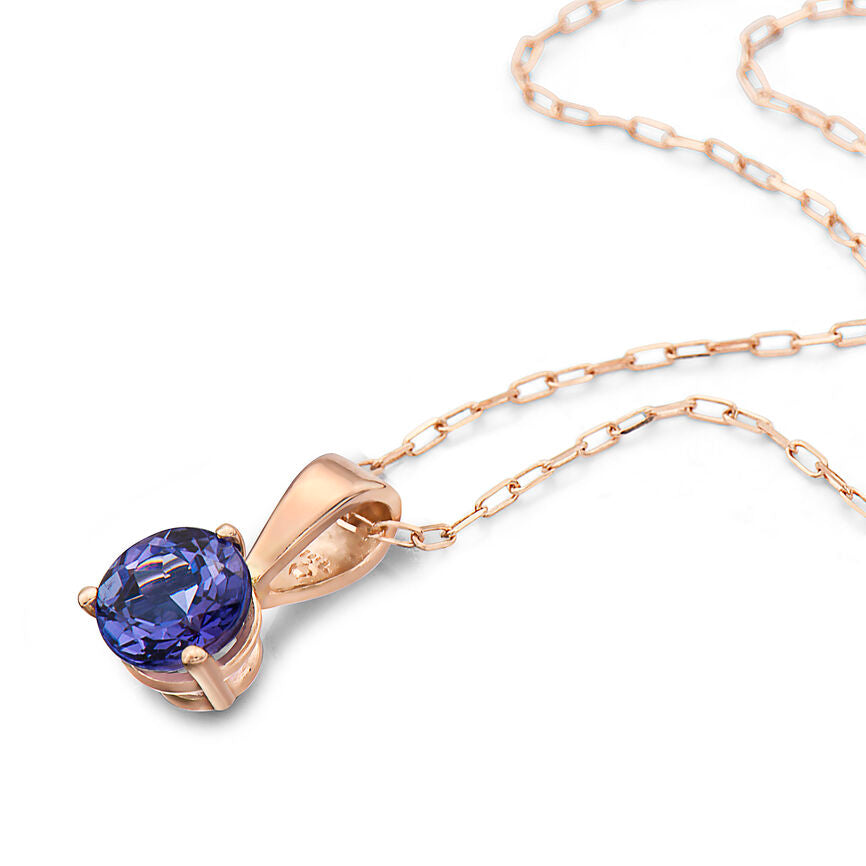 3/8 cts Blue Tanzanite Necklace in 14K Rose Gold by Birthstone - BirthStone.com