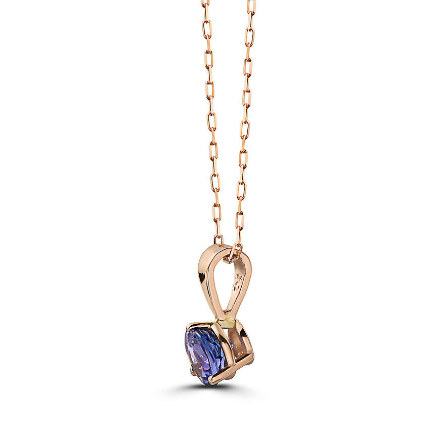 3/8 cts Blue Tanzanite Necklace in 14K Rose Gold by Birthstone - BirthStone.com