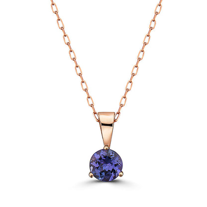 3/8 cts Blue Tanzanite Necklace in 14K Rose Gold by Birthstone - BirthStone.com