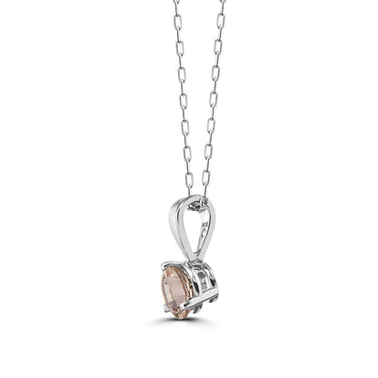 1/2 cts Pink Morganite Necklace in 14K White Gold by Birthstone - BirthStone.com