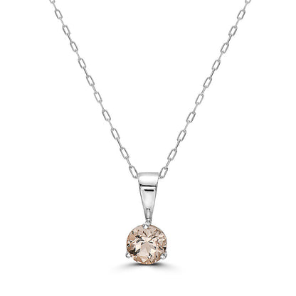 1/2 cts Pink Morganite Necklace in 14K White Gold by Birthstone - BirthStone.com