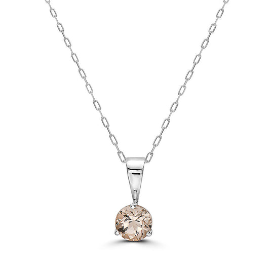 1/2 cts Pink Morganite Necklace in 14K White Gold by Birthstone - BirthStone.com