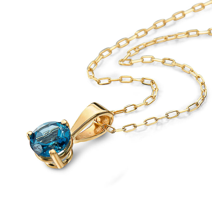 1/2 cts Blue London Blue Topaz Necklace in 14K Yellow Gold by Birthstone - BirthStone.com