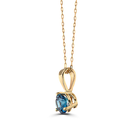 1/2 cts Blue London Blue Topaz Necklace in 14K Yellow Gold by Birthstone - BirthStone.com