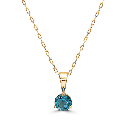 1/2 cts Blue London Blue Topaz Necklace in 14K Yellow Gold by Birthstone - BirthStone.com