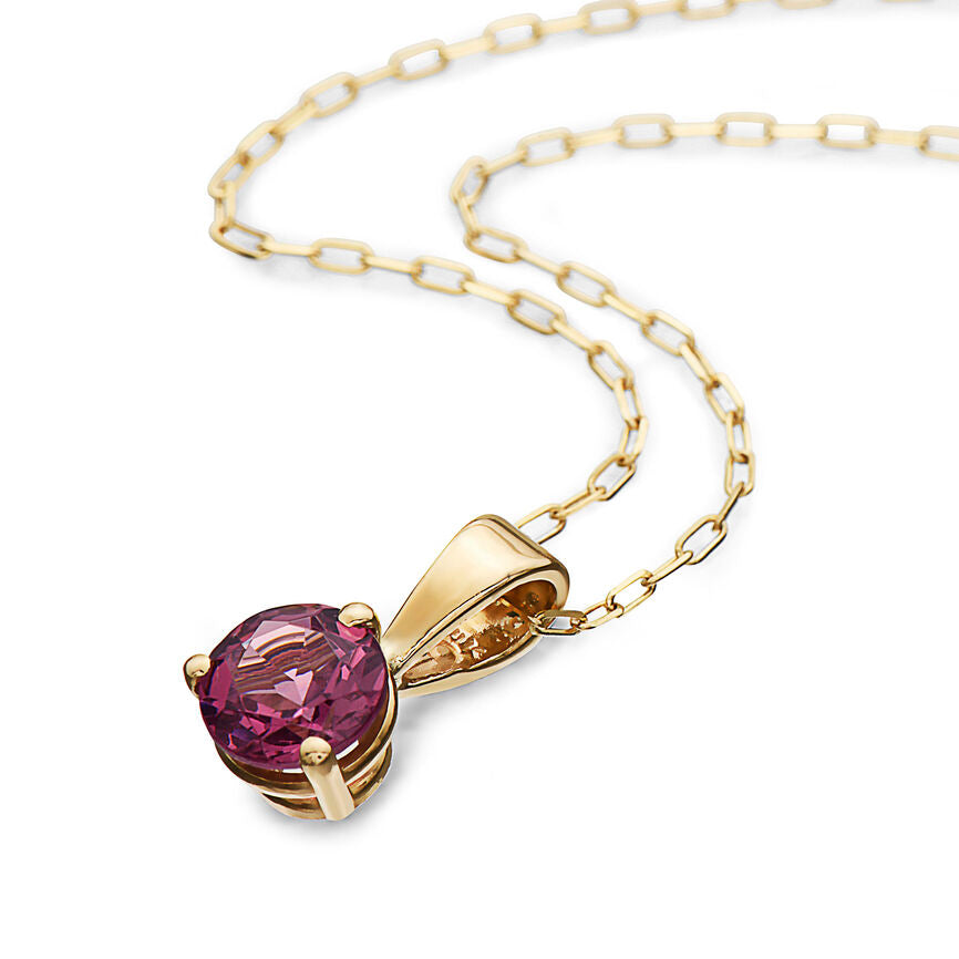 1/2 cts Red Rhodolite Garnet Necklace in 14K Yellow Gold by Birthstone - BirthStone.com