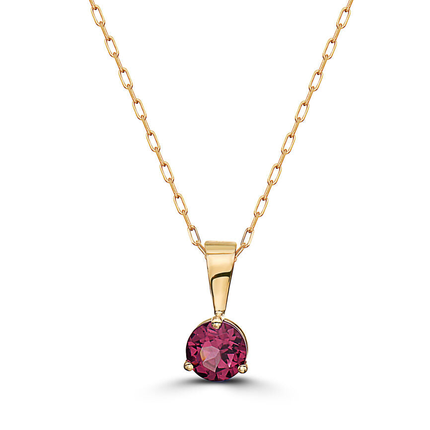 1/2 cts Red Rhodolite Garnet Necklace in 14K Yellow Gold by Birthstone - BirthStone.com