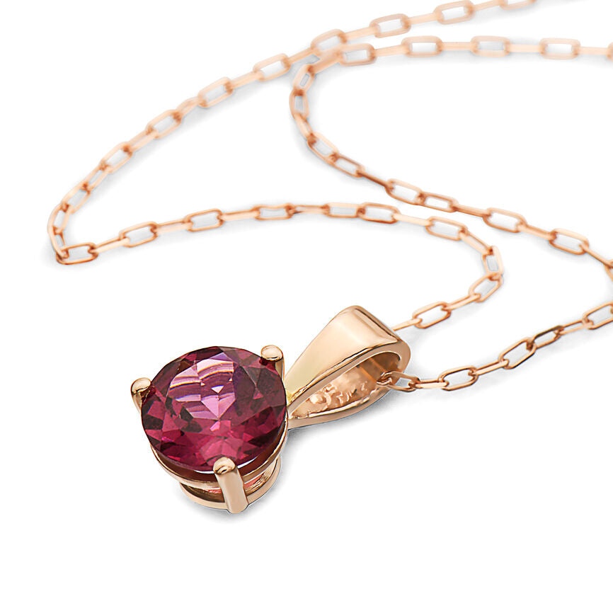 2/3 cts Red Rhodolite Garnet Necklace in 14K Rose Gold by Birthstone - BirthStone.com