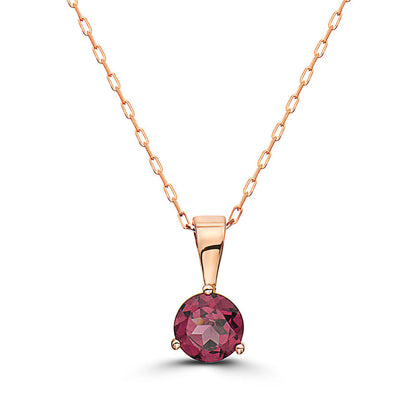 2/3 cts Red Rhodolite Garnet Necklace in 14K Rose Gold by Birthstone - BirthStone.com