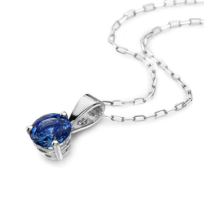 2/3 cts Blue Sapphire Necklace in 14K White Gold by Birthstone - BirthStone.com