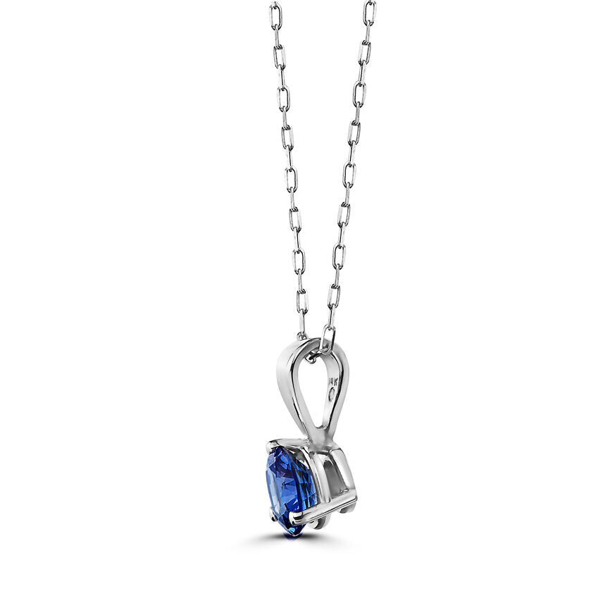 2/3 cts Blue Sapphire Necklace in 14K White Gold by Birthstone - BirthStone.com