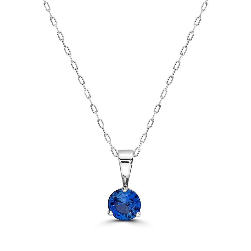 2/3 cts Blue Sapphire Necklace in 14K White Gold by Birthstone - BirthStone.com