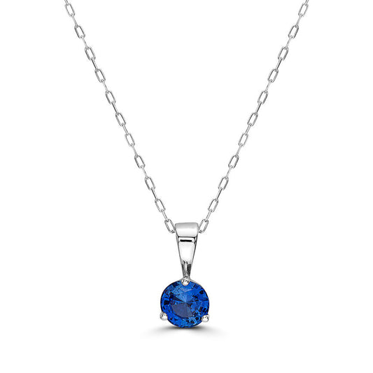 2/3 cts Blue Sapphire Necklace in 14K White Gold by Birthstone - BirthStone.com