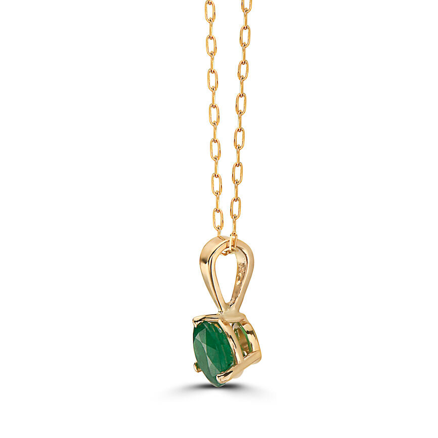 1/2 cts Green Emerald Necklace in 14K Yellow Gold by Birthstone - BirthStone.com