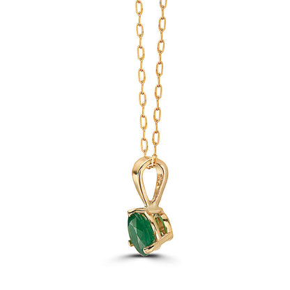 1/2 cts Green Emerald Necklace in 14K Yellow Gold by Birthstone - BirthStone.com