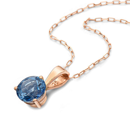 1 cts Blue Topaz Necklace in 14K Rose Gold by Birthstone - BirthStone.com