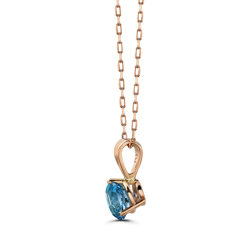 1 cts Blue Topaz Necklace in 14K Rose Gold by Birthstone - BirthStone.com