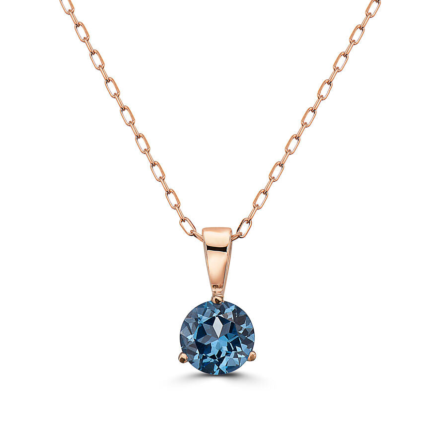 1 cts Blue Topaz Necklace in 14K Rose Gold by Birthstone - BirthStone.com