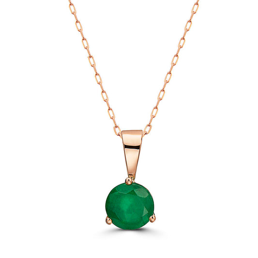 3/4 cts Green Emerald Necklace in 14K Rose Gold by Birthstone - BirthStone.com