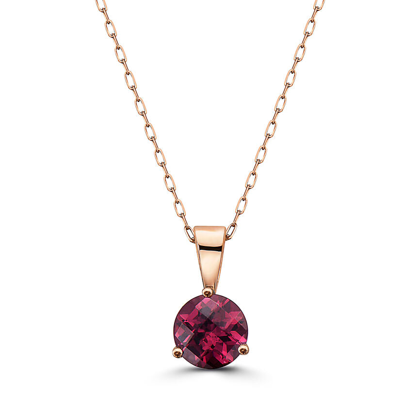 7/8 cts Red Rhodolite Garnet Necklace in 14K Rose Gold by Birthstone - BirthStone.com