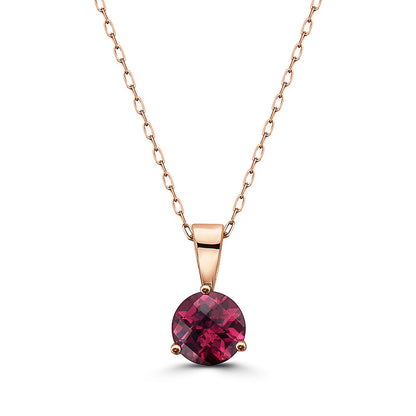 7/8 cts Red Rhodolite Garnet Necklace in 14K Rose Gold by Birthstone - BirthStone.com