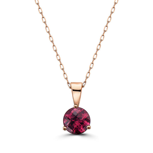 7/8 cts Red Rhodolite Garnet Necklace in 14K Rose Gold by Birthstone - BirthStone.com