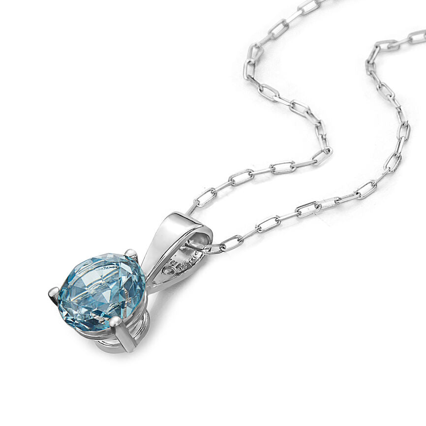 7/8 cts Blue Topaz Necklace in 14K White Gold by Birthstone - BirthStone.com