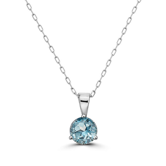 7/8 cts Blue Topaz Necklace in 14K White Gold by Birthstone - BirthStone.com