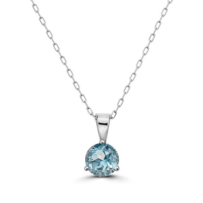 14K WHITE GOLD SIGNITY BLUE TOPAZ PENDANT