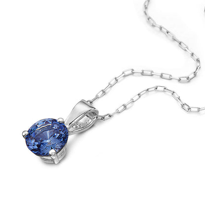 3/4 cts Blue Sapphire Necklace in 14K White Gold by Birthstone - BirthStone.com