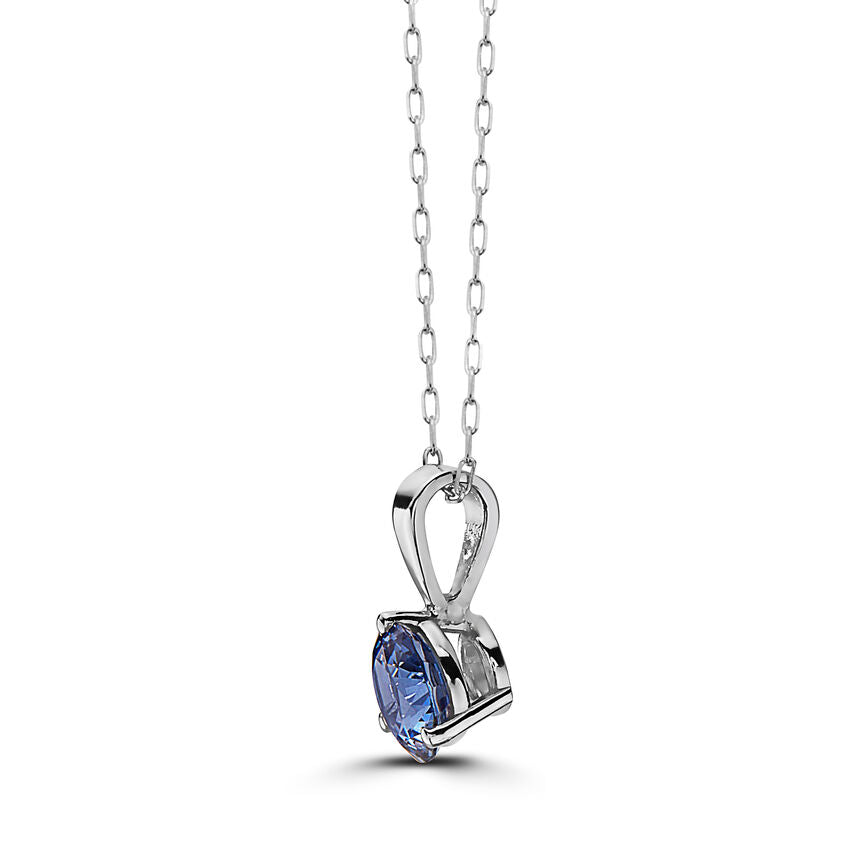 3/4 cts Blue Sapphire Necklace in 14K White Gold by Birthstone - BirthStone.com