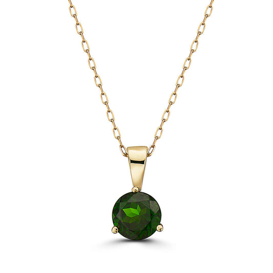 3/4 cts Green Chrom Diopside Necklace in 14K Yellow Gold by Birthstone - BirthStone.com