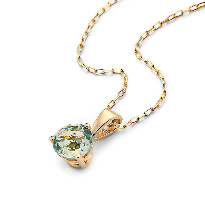 2/3 cts Green Green Amethyst (Prasiolite) Quartz Necklace in 14K Yellow Gold by Birthstone - BirthStone.com