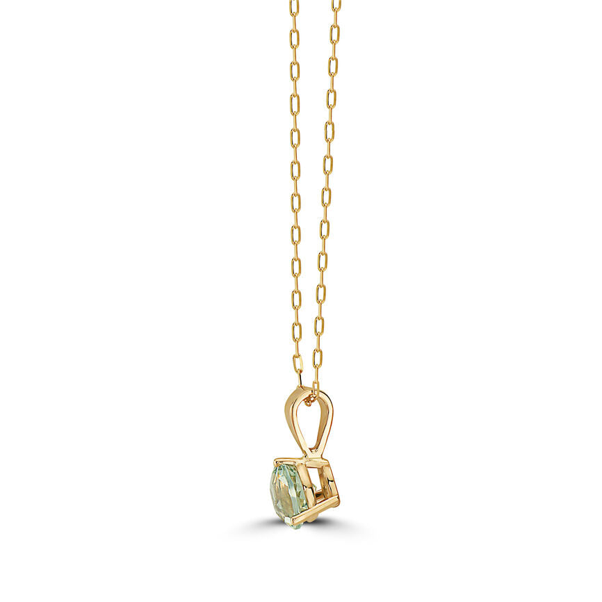 2/3 cts Green Green Amethyst (Prasiolite) Quartz Necklace in 14K Yellow Gold by Birthstone - BirthStone.com