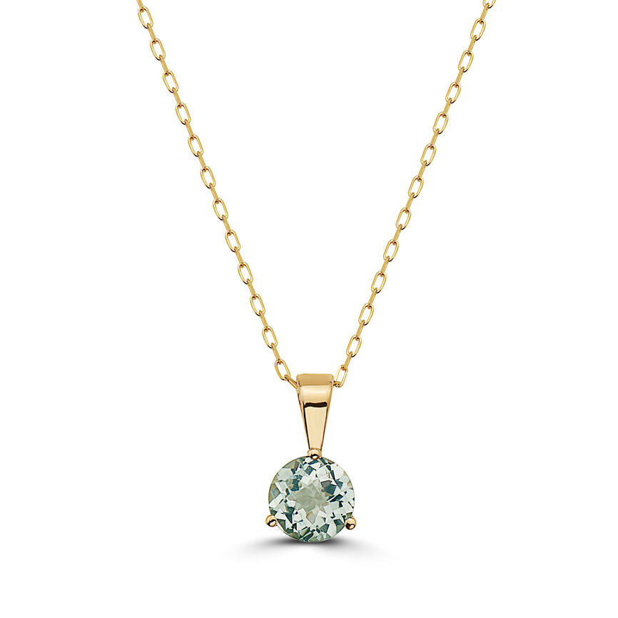 2/3 cts Green Green Amethyst (Prasiolite) Quartz Necklace in 14K Yellow Gold by Birthstone - BirthStone.com