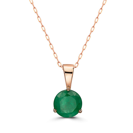 7/8 cts Green Emerald Necklace in 14K Rose Gold by Birthstone - BirthStone.com