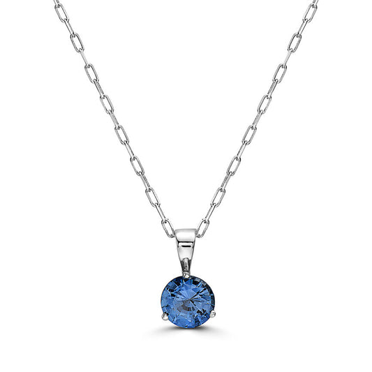 1 1/8 cts Blue Sapphire Necklace in 14K White Gold by Birthstone - BirthStone.com