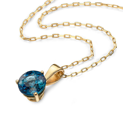 1 1/3 cts Blue London Blue Topaz Necklace in 14K Yellow Gold by Birthstone - BirthStone.com