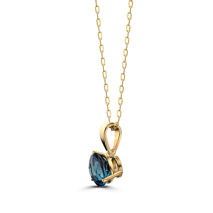 1 1/3 cts Blue London Blue Topaz Necklace in 14K Yellow Gold by Birthstone - BirthStone.com