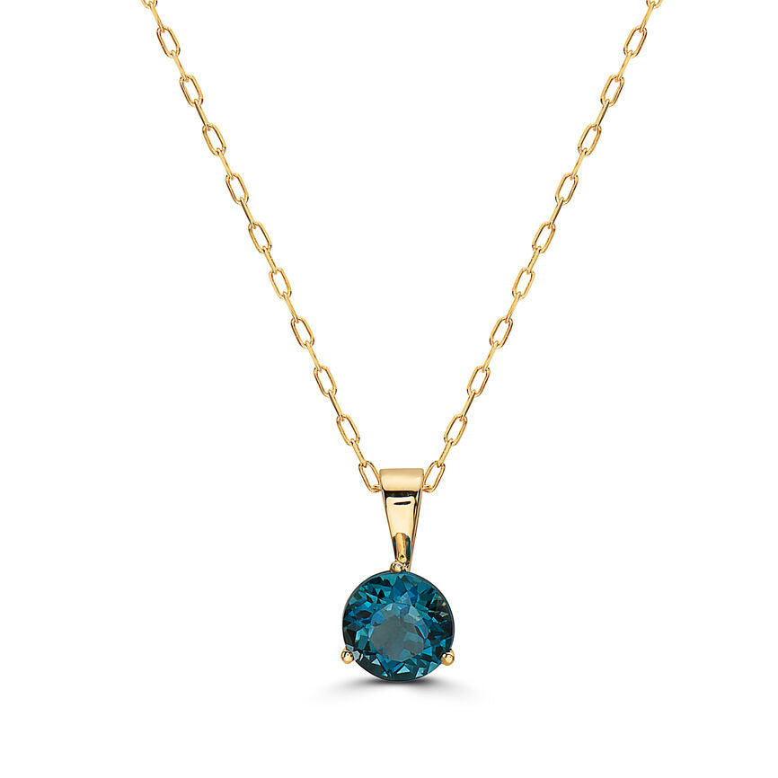 1 1/3 cts Blue London Blue Topaz Necklace in 14K Yellow Gold by Birthstone - BirthStone.com