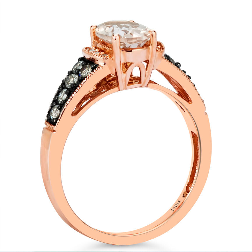 1 1/8 cts Morganite cocktail Ring in 14K Rose Gold Size 5