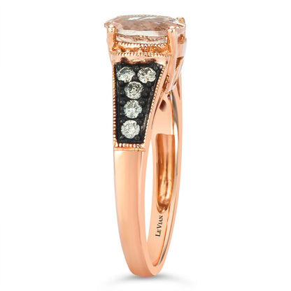 1 1/8 cts Morganite cocktail Ring in 14K Rose Gold Size 5