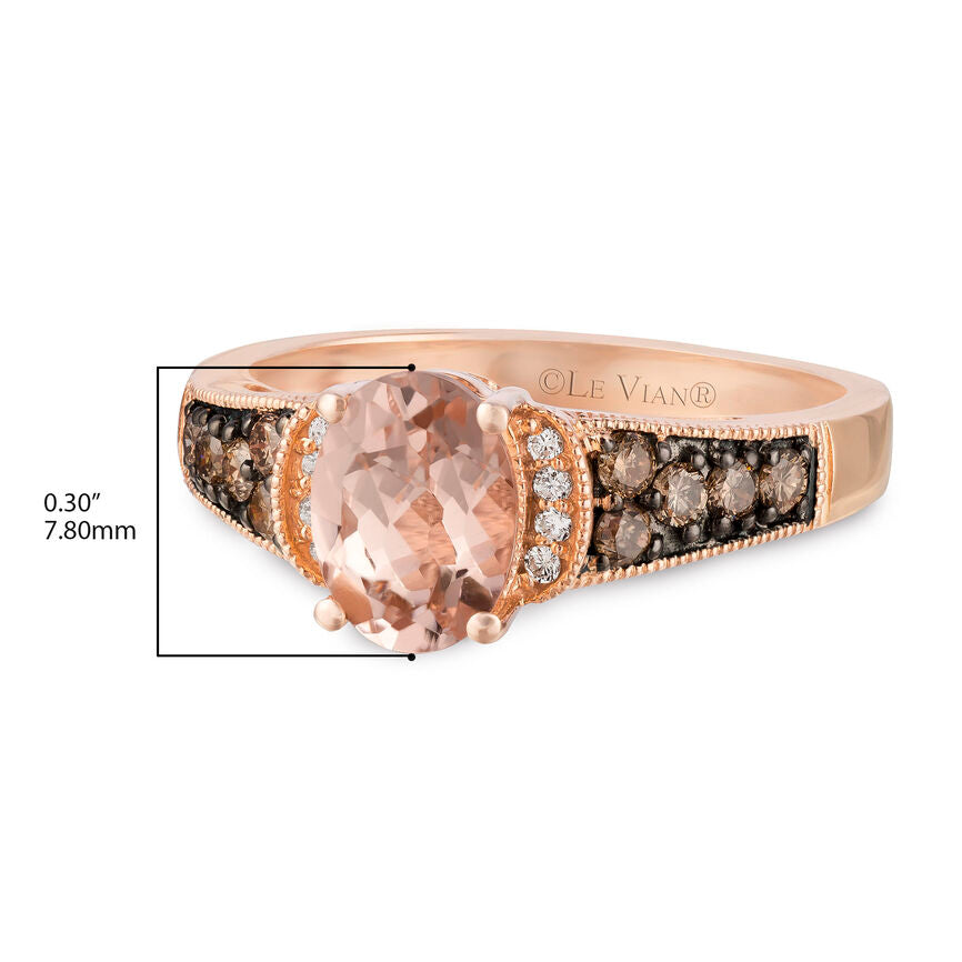 1 1/8 cts Morganite cocktail Ring in 14K Rose Gold Size 5
