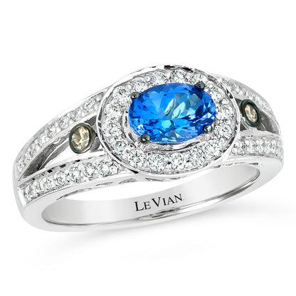 1 1/8 cts Blue Tanzanite and Diamond Ring in 14K White Gold by Le Vian - BirthStone.com