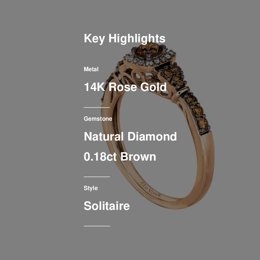 1/2 cts Chocolate Diamond Ring in 14K Rose Gold by Le Vian